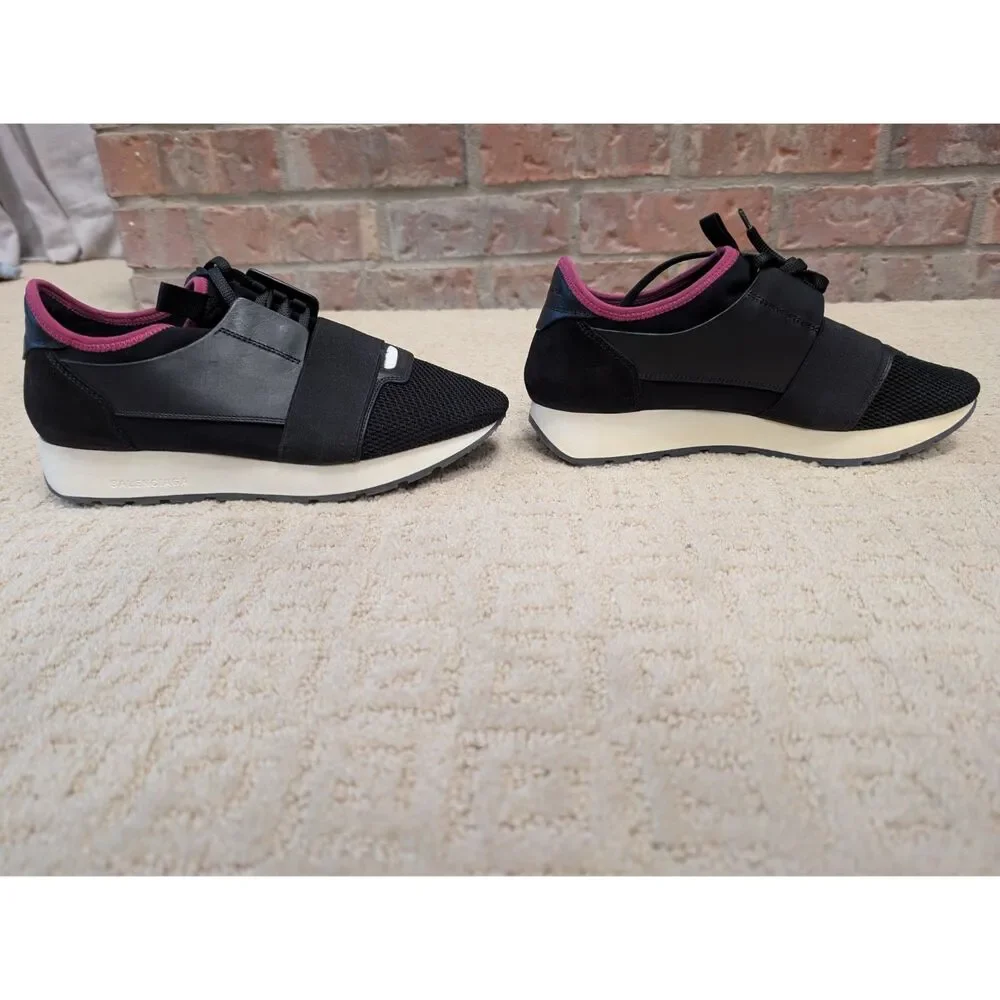 Balenciaga Shoes Women EU 39 US 8.5 Black Pink Race Runner Sneaker Made in Italy